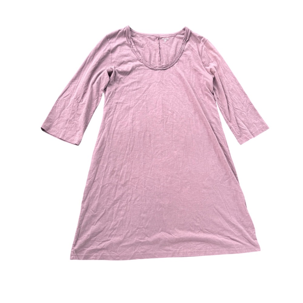 Garnet Hill Tunic Dress Women XL Mauve Excellent 3/4 Sleeve Cotton Modal Slub
